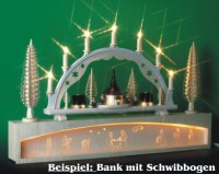 Bank für Schwibbogen 80 cm beleuchtet Krippenmotiv Seiffener Schwibbogenbänke