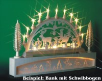 Seiffen Weihnachtshaus - Bank für Schwibbogen 80 cm beleuchtet Waldmotiv - Bild 2