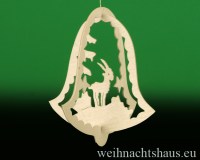 Seiffen Weihnachtshaus - Laubsägebaumbehang Glöckchen räumlich Waldmotiv - Bild 1