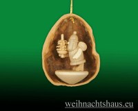Erzgebirge Baumbehang Nuss Miniatur in der Nußschale Weihnachtsmann Figuren in Nußschalen