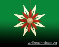 Seiffen Weihnachtshaus - Baumbehang Erzgebirge aus Holz Spanstern rot - Bild 1