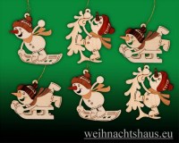Baubehang Erzgebirge  Laubsägebaumbehang Holz Schneeman zum Hängen