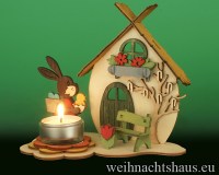 Ostern Basteln Kinder Bastel Osterhasen Osterhaus Hasenhaus Bastelsatz Erzgebirge  Teelichthalter Osterhasenhaus