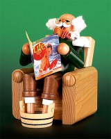 Seiffen Weihnachtshaus - <!--21-->Räuchermann Opa mit Katze - Bild 1