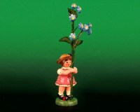 Seiffen Weihnachtshaus - Sommerhutblumenmädchen 11 cm Vergißmeinnicht - Bild 1