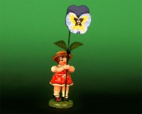 Seiffen Weihnachtshaus - Sommerhutblumenmädchen 11cm Stiefmütterchen - Bild 1