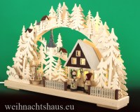 Seiffen Weihnachtshaus - Doppelschwibbogen Erzgebirge 10 Kerzen Laternenschein 43 cm - Bild 2