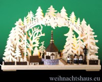 Seiffen Weihnachtshaus - Doppelschwibbogen Erzgebirge Seiffener Kirche 10 Kerzen 43 cm - Bild 1