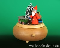Seiffen Weihnachtshaus - <!--01-->Spieldose Erzgebirge Weihnachtsmann mit Eisenbahn - Bild 1