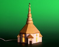Seiffen Weihnachtshaus - Kirche zum Beleuchten 15 cm hell - Bild 1