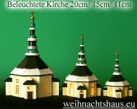 Seiffen Weihnachtshaus - Kirche zum Beleuchten 11 cm Schnee - Bild 3