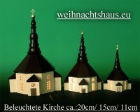 Seiffen Weihnachtshaus - Kirche zum Beleuchten 15 cm dunkel - Bild 3