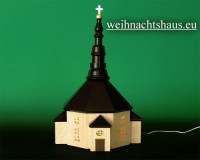 Seiffen Weihnachtshaus - Kirche zum Beleuchten 20 cm dunkel - Bild 1