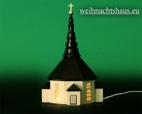 Seiffen Weihnachtshaus - Kirche zum Beleuchten 11 cm hell - Bild 1