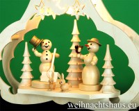 Seiffen Weihnachtshaus - Fensterbild  elektrisch beleuchtet Schneemann mit Schneefrau - Bild 2