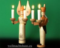 Seiffen Weihnachtshaus - <!--01-->Engel und Bergmann Erzgebirge 24 cm natur für Kerzen traditionell - Bild 2