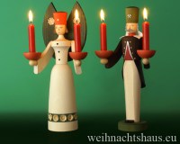 Engel und Bergmann Erzgebirge Lichterengel Lichterbergmann Weihnacht Braun Seiffen