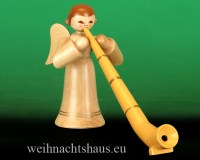 Seiffen Weihnachtshaus - Musikantenengel natur  Alphorn NEU 2016 - Bild 1