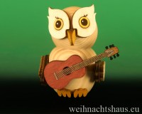 Seiffen Weihnachtshaus - Eule   klein  Eule  mit Gitarre Neu 2019 - Bild 1