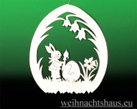 Seiffen Weihnachtshaus - Fensterbild Ostern Hase mit Pinsel und Narzisse - Bild 1