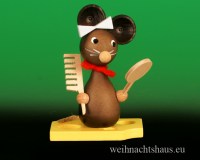 Seiffen Weihnachtshaus - Maus mit Kamm Frisoer Maus - Bild 1