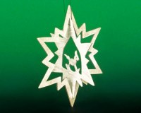 Seiffen Weihnachtshaus - Laubsägebehang natur räumlich Stern mit Schaukelpferd - Bild 1