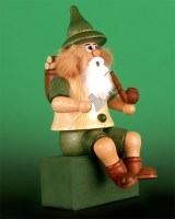 Seiffen Weihnachtshaus - <!--02-->Räuchermann Wichtel sitzend Waldmann - Bild 1