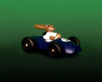 Osterhase Auto Rennauto Ostern Osterauto Osterhasenauto Hasenrennauto Oster blau Erzgebirge Holz Seiffen