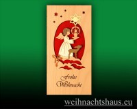 Seiffen Weihnachtshaus - Holzkarte Karte-aus Holz Weihnachtsengel mit Reh - Bild 1