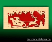 Karte Holz Weihnacht Holzkarte Karten Furnierholz  Weihnachtsmann Schlitten