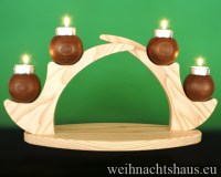 Seiffen Weihnachtshaus - Schwibbogen  ohne Figuren leer Teelichte 45cm braun - Bild 1
