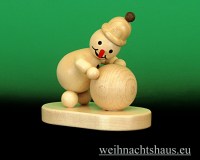 Seiffen Weihnachtshaus - .Kugelschneemann natur Junior mit Schneekugel unten - Bild 1