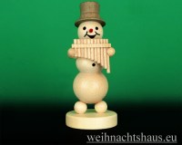 Seiffen Weihnachtshaus - Kugelschneemannmusikant natur Panflöte - Bild 1