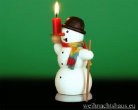 Seiffen Weihnachtshaus - <!--13-->Räuchermann Schneemann mit Kerze - Bild 2