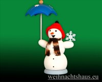 Seiffen Weihnachtshaus - <!--13-->Räuchermann Schneemann mit Schirm - Bild 1