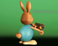 Osterdeko Osterhase Stupsi  Holzhasen Kuhnert  Deko Dekohasen Holz mit Eierschachtel Erzgebirge Ostergeschenk Ostertafel Hasendeko