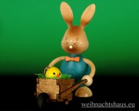 Osterhase Erzgebirge Ostern Stupsi der Hase mit Schubkarre Kuhnert