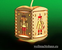 Seiffen Weihnachtshaus - Hängelaterne 4 seitig mit Nussknacker und Räuchermann - Bild 1