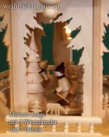 Seiffen Weihnachtshaus - Weihnachtspyramide 100 cm Pyramide mit elektrischer Beleuchtung mit  Winter und Waldfiguren - Bild 2