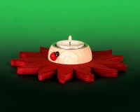 Seiffen Weihnachtshaus -  Teelichtleuchter Blume rot - Bild 1