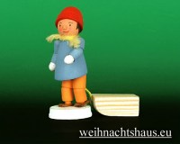 Seiffen Weihnachtshaus - Miniatur 5,5cm Junge mit Schlitten - Bild 1