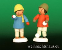 Seiffen Weihnachtshaus - Miniatur 5,5cm Junge Schneeballschlacht - Bild 1