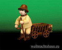 Seiffen Weihnachtshaus - Miniatur natur Waldmann mit Sägebock - Bild 1