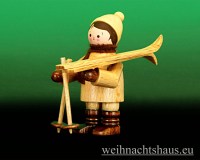 Seiffen Weihnachtshaus - Erzgebirge Winterkinder natur Skiträger waagerecht - Bild 1