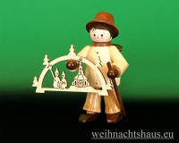 Seiffen Weihnachtshaus - Miniatur natur Schwibbogenhändler - Bild 1