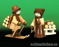 Seiffen Weihnachtshaus - Miniatur natur Holzleute 2 teilig - Bild 1