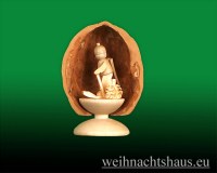 Nußschale Erzgebirge mit Figuren Nußschalen Figur Miniatur Skifahrer Gernegroß Seiffen Holz Werksverkauf