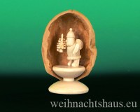 Nußschale Erzgebirge mit Figuren Nußschalen Figur Miniatur Weihnachtsmann Gernegroß Seiffen Holz Werksverkauf