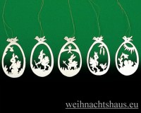 Seiffen Weihnachtshaus -  Osterbaumbehang natur Satz 5 Eier - Bild 1