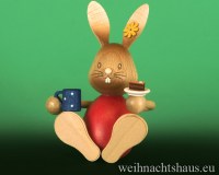 Seiffen Weihnachtshaus - Stupsi       Osterhase- Kuhnert  mit Kaffee und Kuchen - Bild 1